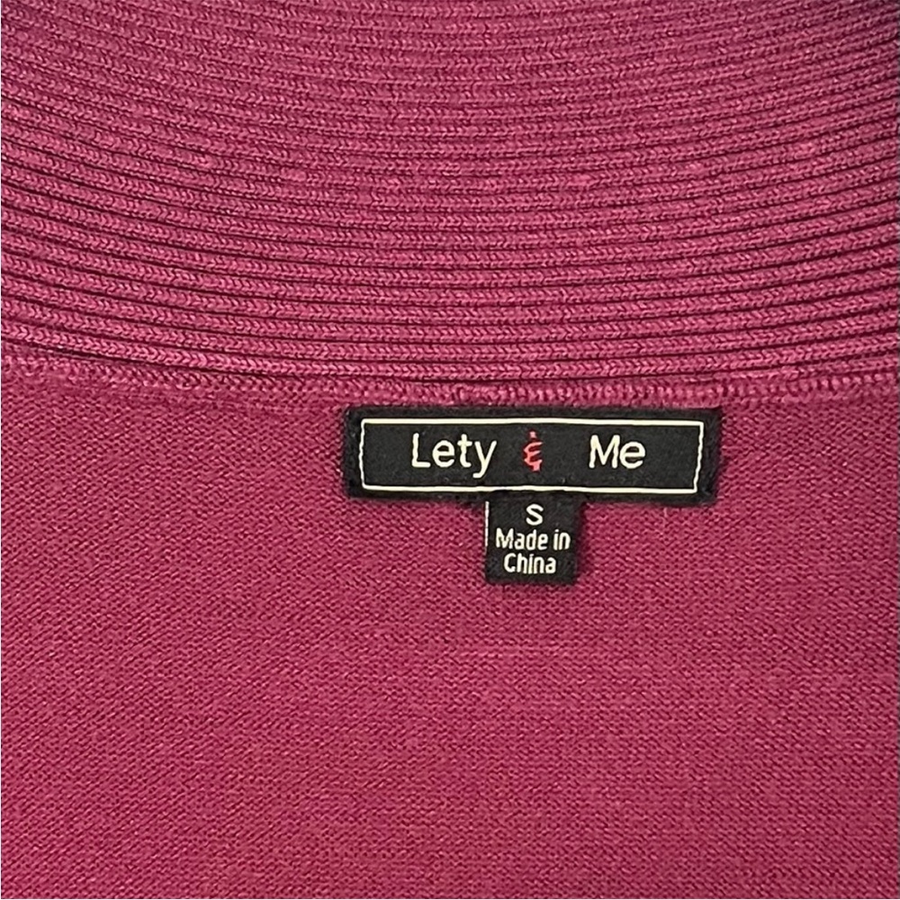 ♥️🍷 Lety & Me Cardigan Small Stitch Fix Burgundy Open Front Pointelle - Picture 6 of 9